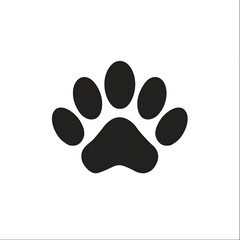 Sticker - black and white icon of a dog paw print