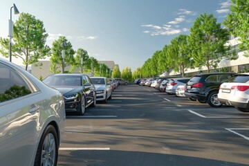 Wall Mural - Cars parked at outdoor parking