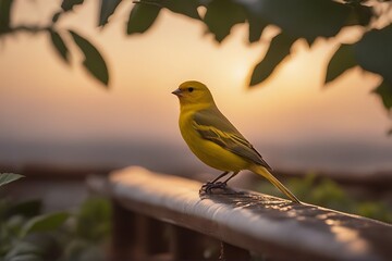 Wall Mural - canary animal bird tree branch children gift home isolated perch pet present pretty sing store tweet warble trill yellow cage