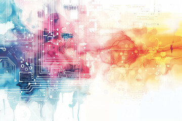 Fototapete - A colorful abstract painting of electronic components