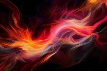 Wall Mural - a dynamic, abstract flame pattern with swirling tendrils of red, orange, and yellow, set against a d