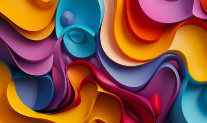 Canvas Print - Dynamic 3D shapes in vivid colors, seamless color-matched backgrounds, striking visual effect