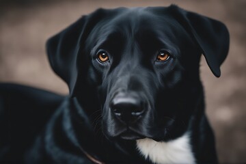 Wall Mural - closeup dark front muzzle labrador view dog pet popular portrait cute animal night domestic eye face macro funny mammal nice nose evil beautiful black1 breed