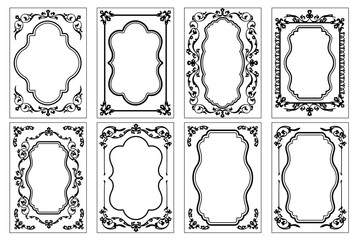 Fototapete - Decorative wedding frames, retro ornamental frame, vintage rectangle ornaments and ornate border. antique museum picture borders. Isolated icons vector set..eps