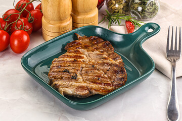 Grilled pork neck sirloin steak