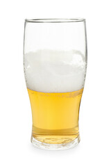 Canvas Print - Half full glass of beer isolated on white