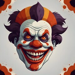 Wall Mural - Cartoon horror clown character face. Generative AI.