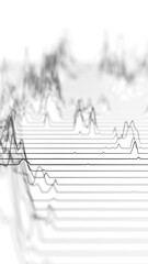 Poster - audio wavefrom lines on white backdrop. abstract music waves oscillation. futuristic sound wave visu