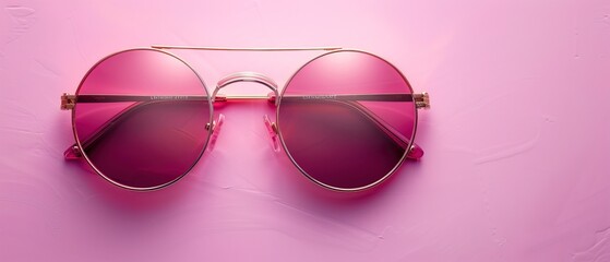 Minimal style composition made of trendy sunglasses closeup on pink 