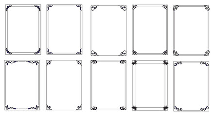 Fototapete - Rectangle ornaments. Decorative frames and border. Isolated icons, vector set..eps