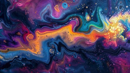 Poster - Colorful abstract artwork with fluid shapes and vibrant patterns