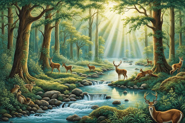 Deer in the tropical forest