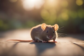 Wall Mural - a mouse cute little rat animal white background pest rodent isolated warfare bait hairy mammal paw tail pollution sniff shot isolation head studio infection grey portrait small funny up look close