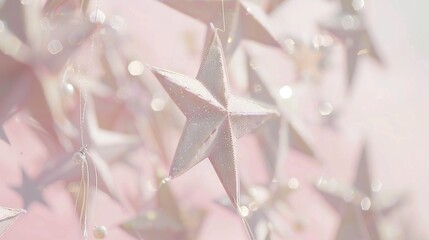 Poster -   A close-up image of stars on a pink backdrop with droplets of water beneath them