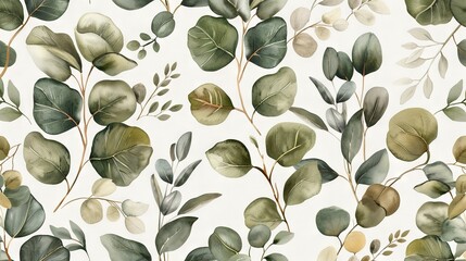 Poster -   A macro shot of a wallpaper featuring foliage and tree limbs against a clean white backdrop, showcasing shades of green and yellow