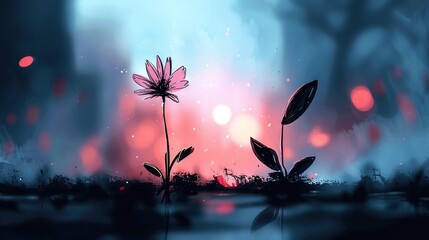 Wall Mural -   A flower in the foreground with a blurry background