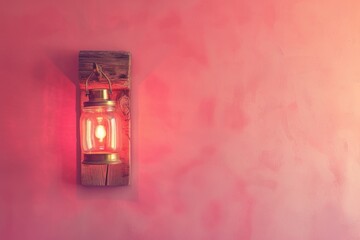 Poster - A close-up shot of a wall-mounted light fixture on a bright pink wall