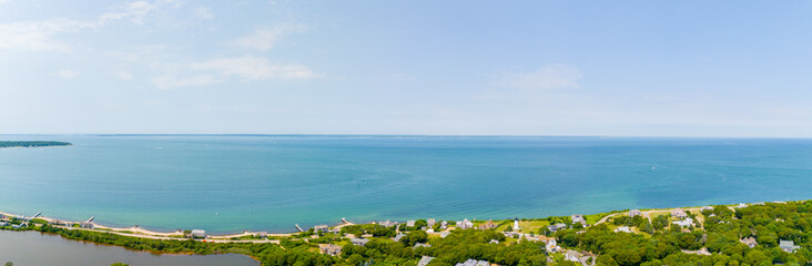 Poster - Marthas Vineyard, Massachusetts, USA. Aerial view of luxury beach and summer homes