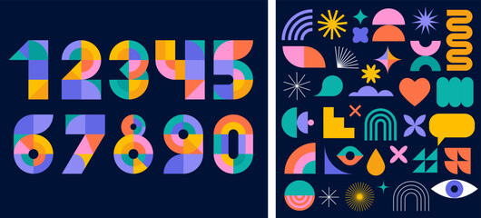 anniversary concept design. modern geometric style. fireworks and celebration colorful background, s