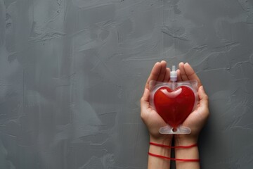 Poster - A person holding a red heart in their hands, symbolizing love and affection