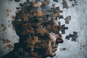 Aufkleber - A person trying to figure out how to complete their jigsaw puzzle, with a missing piece in their mind