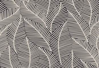 Seamless grey and black floral background with leaves. Hand drawn minimal abstract organic shapes pattern. Vector black abstact pattern with grey leaves.