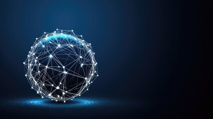 Poster - the globe is illuminated with digital connections, showcasing global data networks in a striking blu