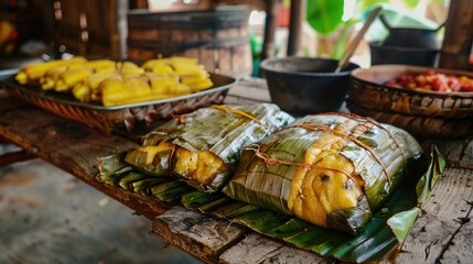 Poster - Traditional Colombian Food Wrapped in Banana Leaves