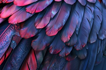 Poster - Close-up shot of a bird's vibrant feathers, ideal for use in nature or wildlife-themed projects