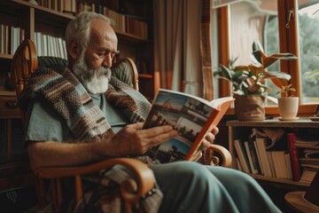 Poster - A person sits in a chair with a book in hand, engrossed in the story
