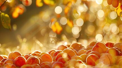 Wall Mural -   A table sits beside oranges dangling from trees