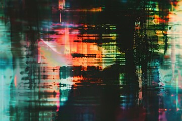 Poster - Abstract representation of a city at night, featuring bold colors and geometric shapes