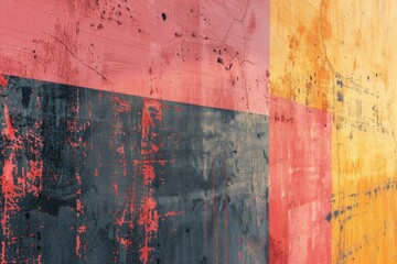 Sticker - A vibrant painted wall with red, yellow, and black hues