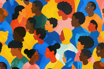Poster - A large group of people standing together, diverse crowd, human gathering