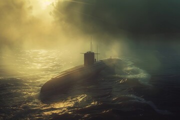 Aufkleber - A submarine swimming through the open ocean