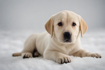 Wall Mural - fond chiot devant blanc labrador doglabradorsaddepressedwhite backgroundracebrown dog sad depressed white background race