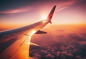 Wall Mural - sky sunset window airplane background frame nature sun aeroplane view cloud high travel plane interior looking flight vacation air aircraft airline aviation cloudscape cloudy fly