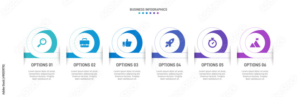 Horizontal progress bar featuring 6 arrow-shaped elements, symbolizing ...