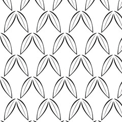 Black and White leaves pattern. Light modern simple wallpaper, bright tile backdrop, monochrome graphic element