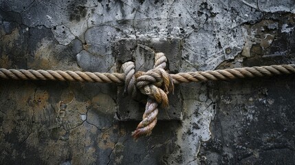 Poster - A close-up view of a rope wrapped around a wall, suitable for use in construction or outdoor settings
