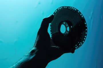 Poster - A person grasping a disc in their hand, possibly for recreation or sport