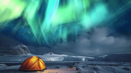 Wall Mural - north pole aurora celestial dreams time lapse sky generative ai