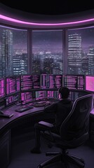 Poster - A data analyst examines financial charts and graphs on several computer screens in a contemporary office setting during the evening