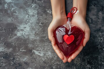 Poster - A person holds a bright red heart in their hands