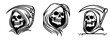 © Luka - set of grim reaper skull portraits in black and white vector