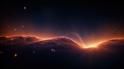 Wall Mural - sparkling bits and light flows on a starry dark universe