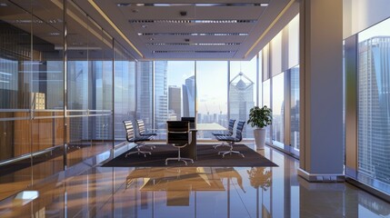 Poster - Modern conference room with a view of the city
