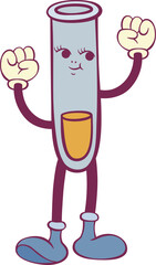 Aufkleber - Chemisrty test tube retro groovy mascot