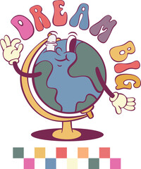 Poster - School retro groovy mascot with quote