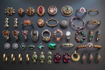 Poster - A collection of rings and bracelets displayed on a table